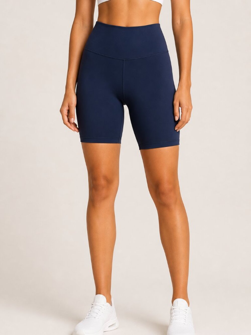 Quince High Waisted Bike Shorts Small | Navy 7” Inseam | Activewear Workout Shor